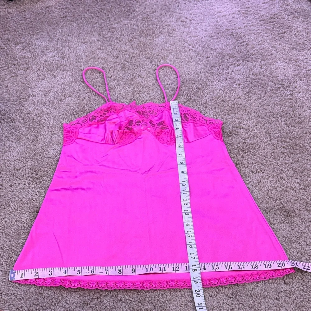 Vintage Pink Lace Silky Chemise Top - Picture 8 of 11